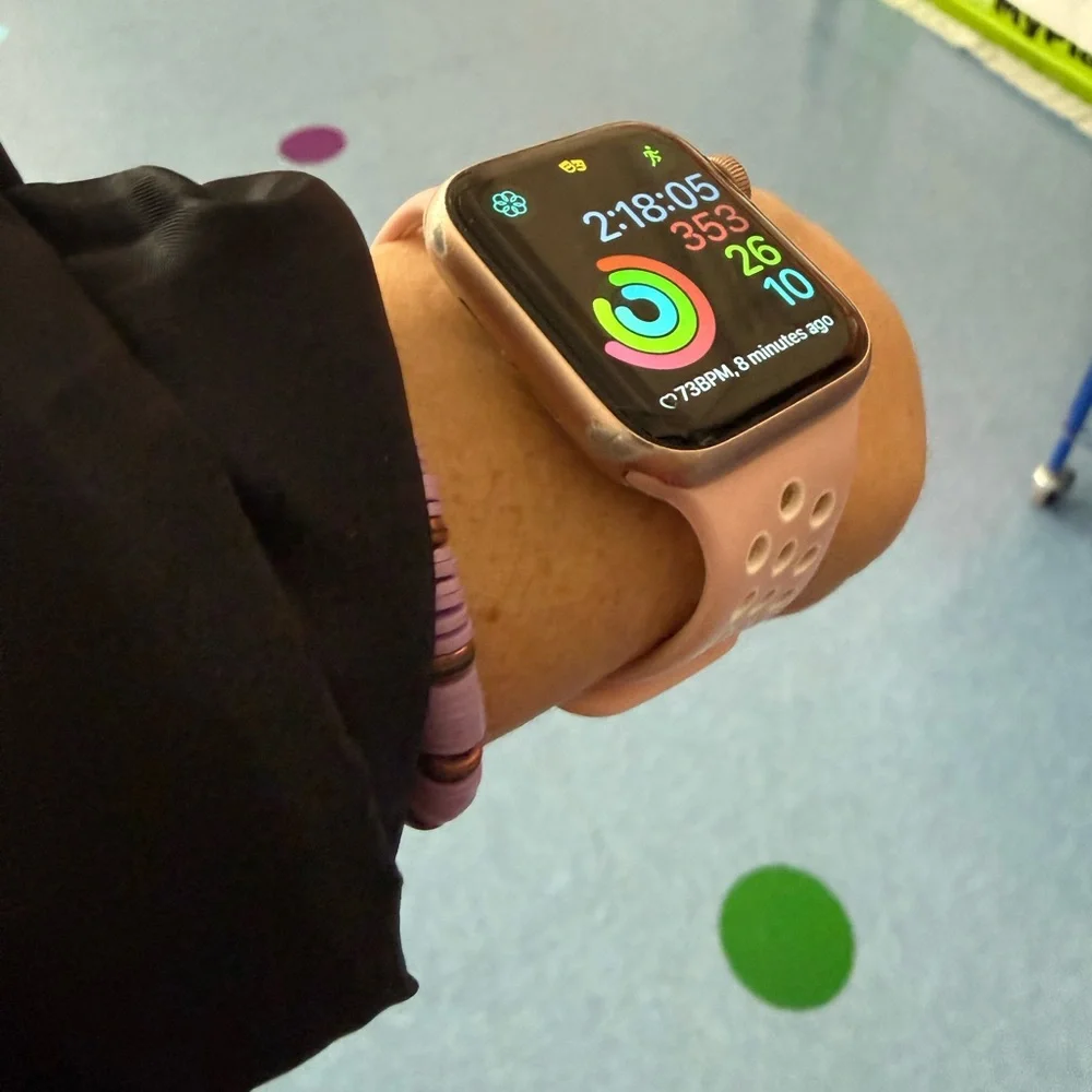 Light Pink Perforated Silicone Smartwatch Band with Silver Case